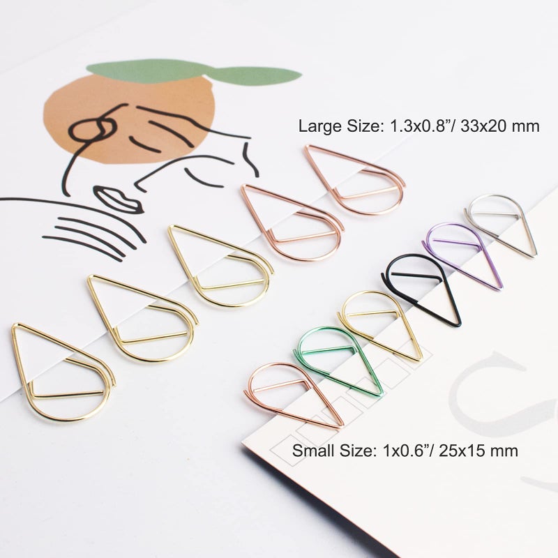 KOOTIKO Multicolor Cute Paper Clips Assorted Sizes Smooth Stainless Steel Drop-Shaped Paperclips Large and Small for Office Supplies Wedding Women Girls Kids Students, 300 Pack - Image 3